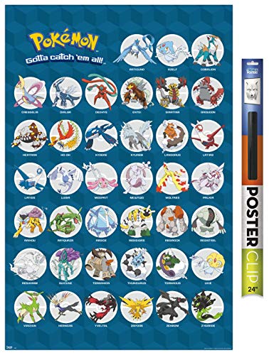 Trends International Poster Clip Pokémon - Legendario, 56,8 x 86,4 cm, paquete de póster y clip