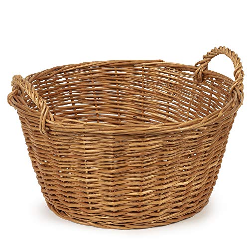 TYSK Design Cesta de almacenamiento grande (42 cm de diámetro), cesta para juguetes, chimenea, cesta de mimbre trenzada para habitación infantil, sala de estar, baño TYSK Design Cesta de almacenamiento grande (42 cm de diámetro), cesta para juguetes, chimenea, cesta de mimbre trenzada para habitación infantil, sala de estar, baño