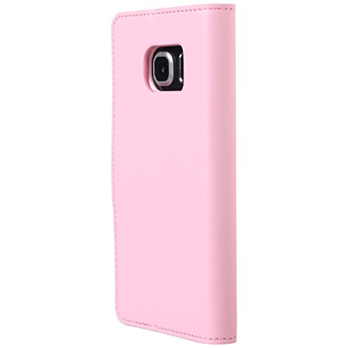 Ultratec Funda protectora de cuero sintético para Samsung S6 edge, con función de soporte y compartimentos interiores, fucsia