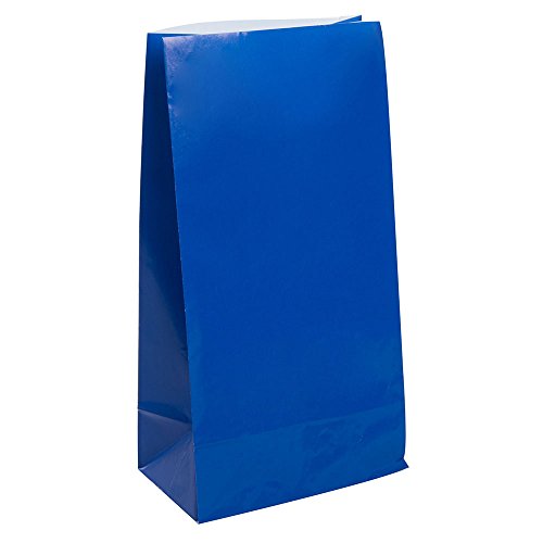 Unique Party-Paquete de 12 bolsas de regalo de papel, color azul rey, (59004)