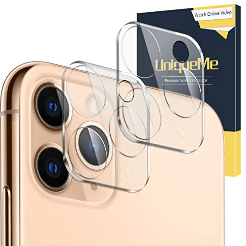 UniqueMe [2 Piezas] Protector de Pantalla de Lente de Cámara para iPhone 11 Pro/iPhone 11 Pro MAX, [9H Dureza] [HD Film] [Anti-Mancha] Cristal Vidrio Templado de Lente de Cámara Premium