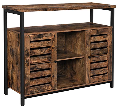 VASAGLE Armario de Suelo para Comedor, Salón, Pasillo, Dormitorio, Armario de Almacenamiento con Estantes, Puertas de Persiana, Marrón Rústico LSC79BX VASAGLE Armario de Suelo para Comedor, Salón, Pasillo, Dormitorio, Armario de Almacenamiento con Estantes, Puertas de Persiana, Marrón Rústico LSC79BX