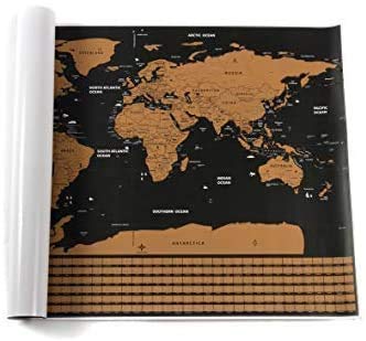 VEOMAPPY® Mapa Mural para Rascar del Mundo 830*590mm - Rascar Island, País, las Ciudades que Visitó - Perfecto para los Viajeros | Exploradores | Coleccionistas - Con Pegatinas / Herramienta de Rayado