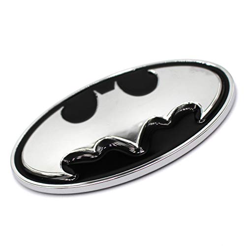 VmG-Store Placa en 3D de Batman, plástico, estilo cromado, color negro, reverso de espuma adhesiva