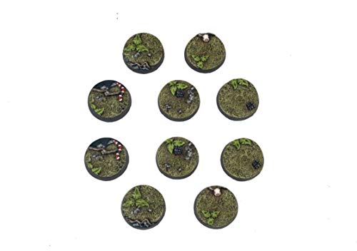 War World Gaming Jungle Warfare - Peanas Redondas x 10 (25mm) - Escala 28mm Wargaming Diorama Miniaturas Batalla Ejército Horda Minis Maqueta Wargame Modelismo