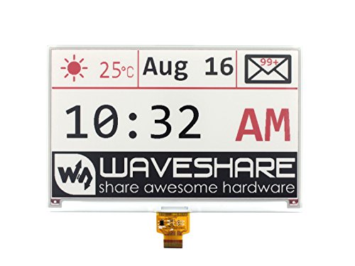 Waveshare 7.5inch E-Paper Raw Display Panel (B) 800x480 Resolution E-Ink Electronic Paper Screen Without PCB Support Red Black and White Three-Color and White SPI Interface