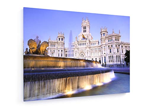 weewado Plaza de la Cibeles, Madrid, Spain 100x75 cm Impresion en Lienzo - Muro de Arte - Canvas, Cuadro, Poster - City Trip & Travel