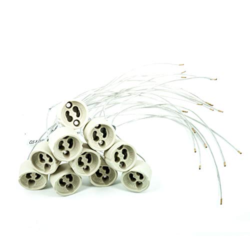 Wentronic - Lote de 10 casquillos para bombillas halógenas led (GU10, cerámica, 230 V, alto voltaje)