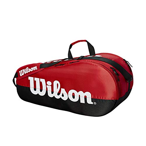 Wilson Bolsa para raquetas de tenis, Team, 2 compartimentos, Hasta 6 raquetas, Rojo/negro/blanco, WRZ857909