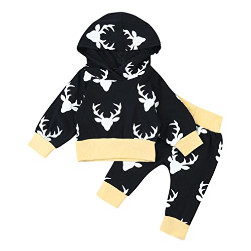 winwintom Nuevo 2PCS Little Deer Printed Toddler Infant Baby Boy Girl Set Set Antler Hoodies Tops + Pantalones Trajes (12 Meses, Azul) winwintom Nuevo 2PCS Little Deer Printed Toddler Infant Baby Boy Girl Set Set Antler Hoodies Tops + Pantalones Trajes (12 Meses, Azul)