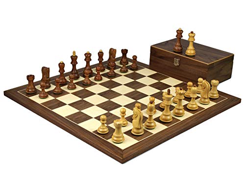 Wooden Chess Set Walnut Board 20" Weighted Sheesham Zagreb Staunton Pieces 3.75"