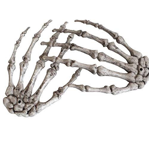 XONOR Halloween Skeleton Hands - Manos realistas de Esqueleto de plástico Cortadas a tamaño Real para Decoraciones de Accesorios de Halloween, 2 Piezas (Derecha e Izquierda)