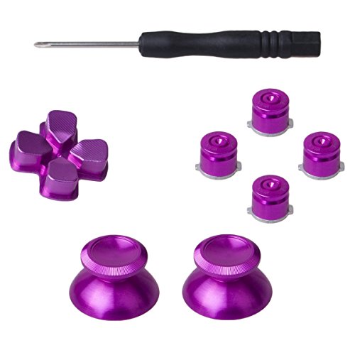 YoRHa 8 en 1 Metal Aluminio Thumbsticks Analog Sticks Joysticks & Botón & D-Pad Reparación de Repuesto Kits(Rosa Oscuro) para PS4/Slim/Pro Mando con Destornilladores