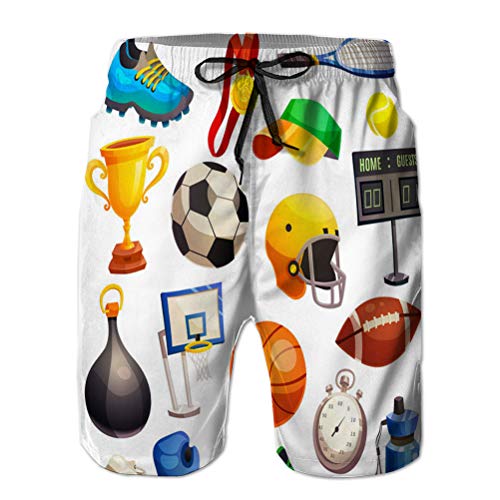 Yuerb Shorts de Playa para Hombre Shorts de Surf de Moda Conjunto de Iconos Decorativos de inventario Deportivo de Traje de baño