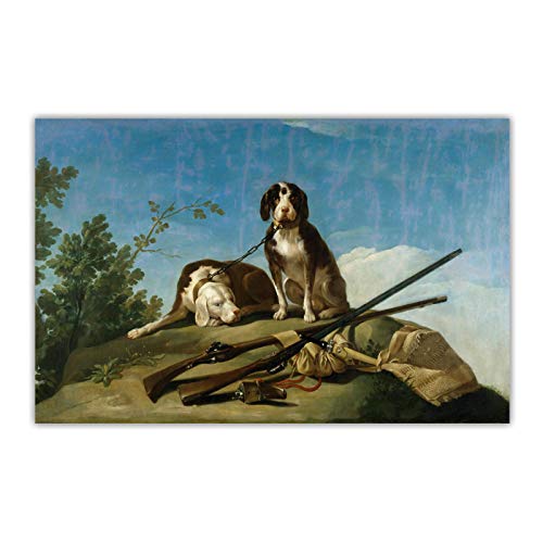 ZQXXX Francisco de Goya 《perros con correa》 lienzo arte pintura obra de arte póster imagen de fondo decoración del hogar-60x80 cm sin marco