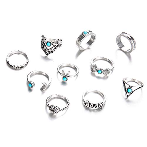 10 piezas/Set bohemio Vintage media luna común anillo de nudillo conjuntos anillos de los dedos