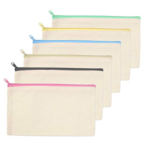 12 piezas estuche DIY con cremallera bolsa de tela blanca bolsa de plástico con cremallera para artesanía, estuche escolar, bolsa de cosméticos, bolsa de maquillaje impermeable para documentos 12 piezas estuche DIY con cremallera bolsa de tela blanca bolsa de plástico con cremallera para artesanía, estuche escolar, bolsa de cosméticos, bolsa de maquillaje impermeable para documentos
