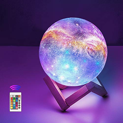 12cm Lámpara Luna 3D, OxyLED Brillo Regulable 16 Colores RGB Recargable USB Control remoto y Control táctil LED Lunar Luz Nocturna Decorativa para Dormitorio, Salón, Regalo para Mujeres y Niños