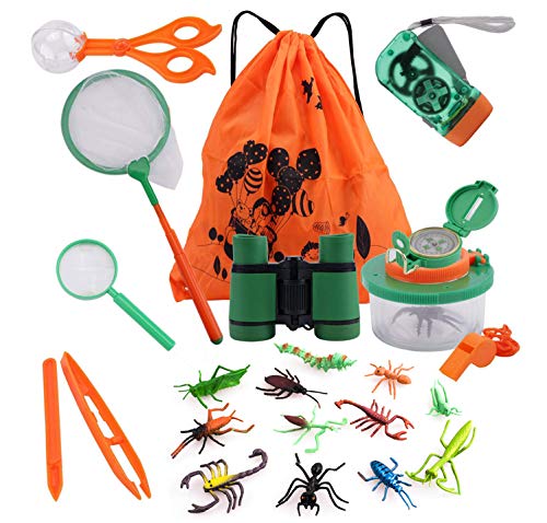 18pcs Kit Adventure–Prismáticos, Linterna a manivela, Vaso, Lente de Aumento, Silbato y Mochila con Cordón, Kit de Barco Explorador para Niños para Acampada y Senderismo 18pcs Kit Adventure–Prismáticos, Linterna a manivela, Vaso, Lente de Aumento, Silbato y Mochila con Cordón, Kit de Barco Explorador para Niños para Acampada y Senderismo