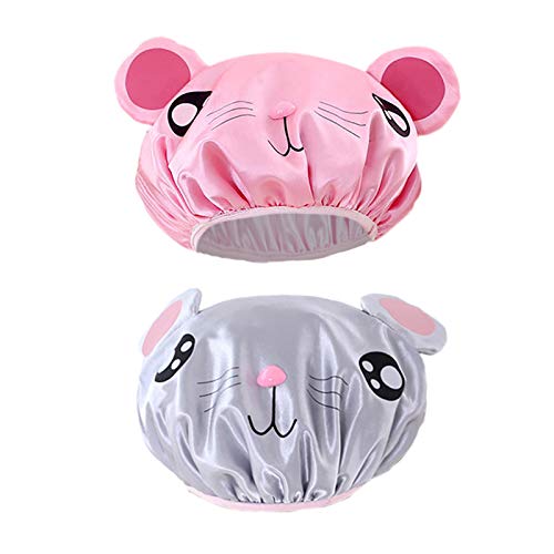 2 gorros de baño para niños, gorro de ducha para bebé, gorro de ducha impermeable, diseño de dibujos animados en 2 patrones diferentes 2 gorros de baño para niños, gorro de ducha para bebé, gorro de ducha impermeable, diseño de dibujos animados en 2 patrones diferentes
