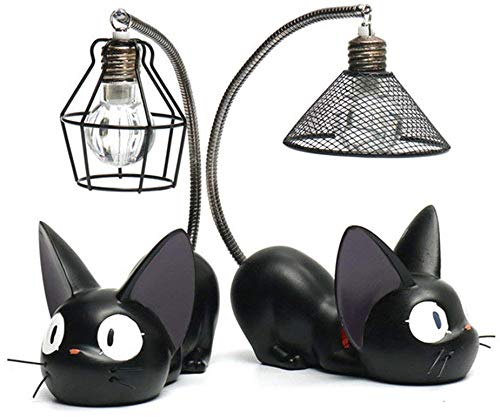 2 Piezas de Servicio de Entrega de Kiki Cats Figuras, Studio Ghibli Miyazaki Black Cats Night Lamp Figura de acción Juguetes para niños