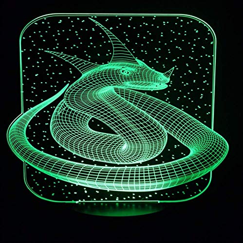 3D lámpara de mesa USB 7 colores cambiantes serpiente acrílico Cobra Led dragón serpiente noche luz decoración ambiente visual niños regalos