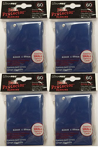 4x Small Sleeves – Blue – Blue (4x 60 Ultra Pro Deck Protector Sleeves – Japanese Size...