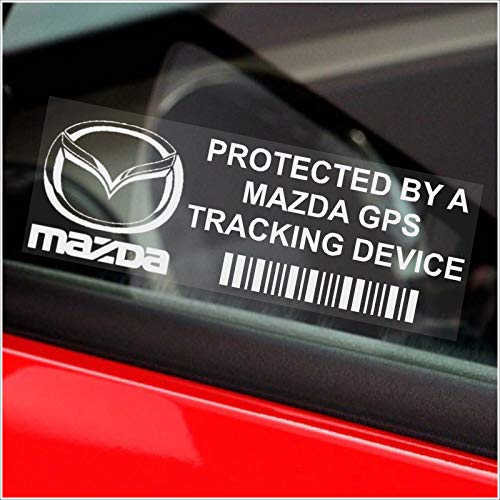 5 adhesivos para ventana de 87 mm x 30 mm. Advertencia de rastreo GPS para protección de tu coche Mazda