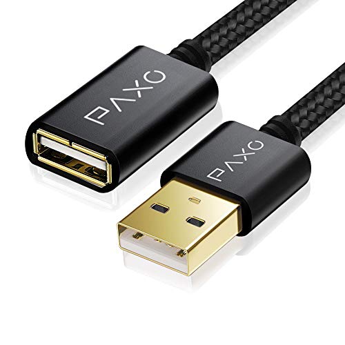 5m Nylon USB 2.0 extensión Negra, Cable de extensión A-A, Enchufe de Aluminio, Funda de Tela