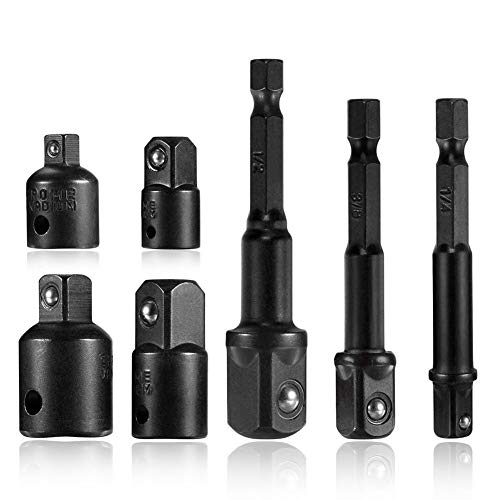 8Pcs Potencia Hexagonal vástago extensión Broca Set Taladro + 4Pcs Adaptador de zócalo y Reductor Conjunto 1/4", 3/8", 1/2"Lote de Viento de Manga