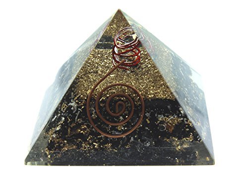 Aatm Energy Generator Black Tourmaline Orgone Pyramid for EMF Protection Chakra Healing Meditation with Crystal and Copper (3 and 3 Inches)