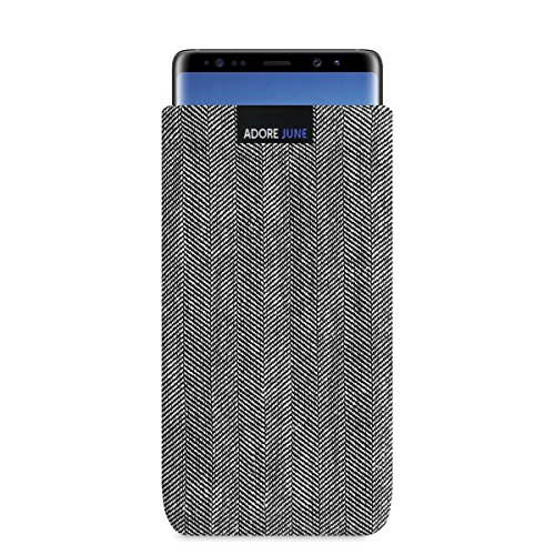 Adore June Business Funda para Samsung Galaxy Note 8 Material Característico [Tejido en Espiga] Efecto Limpiador de Pantalla para Galaxy Note 8, Gris/Negro