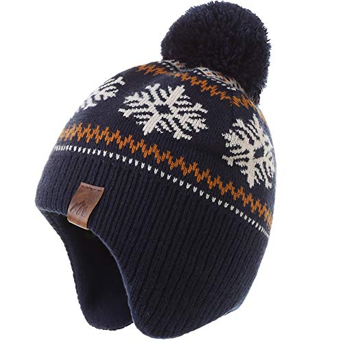 AHAHA - Gorro de invierno para niños con forro polar para esquí - Gorro de punto con orejeras para bebés - También disponible en set de gorro y bufanda