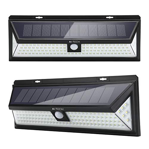 AITECH - Luces solares exteriores con 118 LED, sensor de movimiento de 270°, iluminación 3 modos, 1200 lm, IP65, impermeable, luz solar LED exterior para jardín, 2 unidades AITECH - Luces solares exteriores con 118 LED, sensor de movimiento de 270°, iluminación 3 modos, 1200 lm, IP65, impermeable, luz solar LED exterior para jardín, 2 unidades