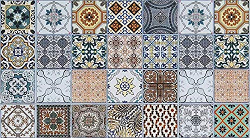 Alfombra VINILICA Estampada Vinilo DE PVC FÁCIL Limpieza Antideslizante Acolchada BALDOSA HIDRÁULICA ODIEL (100x140cm) Alfombra VINILICA Estampada Vinilo DE PVC FÁCIL Limpieza Antideslizante Acolchada BALDOSA HIDRÁULICA ODIEL (100x140cm)