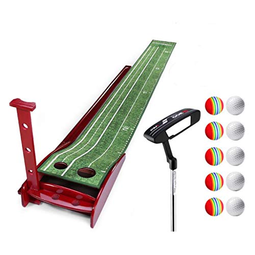 Alfombras de putting para golf de Práctica Madera Golf Putting Mat verde con la pelota Auto sistema de retorno mini juego de golf Equipamiento de la práctica del golf y regalos for los hombres Ministe