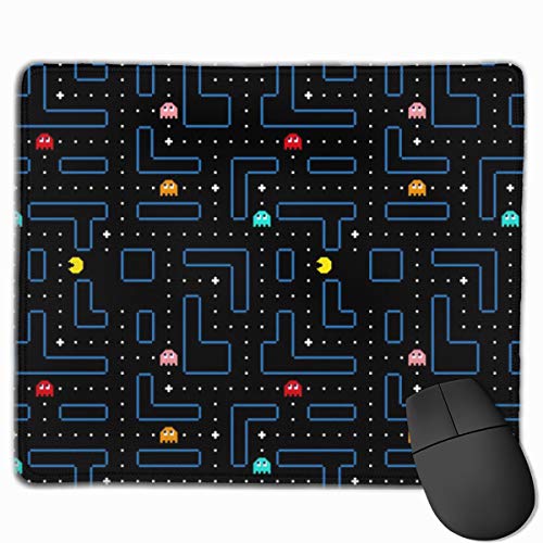 Alfombrilla de ratón Pac Man con diseño retro de arcade para videojuegos, alfombrilla de ratón de goma antideslizante, rectangular, para escritorio, portátil, oficina, trabajo