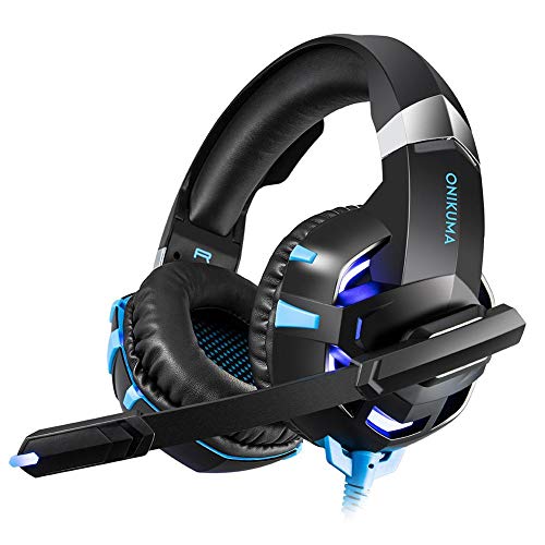 alian auriculares Gaming PS4 onikuma k2-a Headset de Juegos con micrófono stereo surround LED para PC móvil Xbox One S USB jack de 3.5 mm, Rojo, Azul