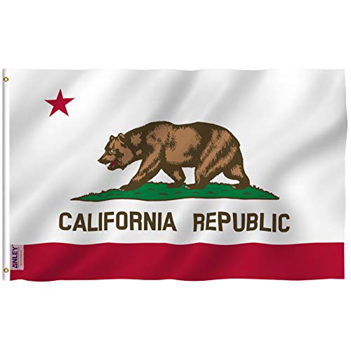 Anley Fly Breeze Bandera del Estado de California de 3x5 pies - Color vívido y Resistente a la decoloración UV - Encabezado de Lienzo y Doble Costura - Banderas CA de poliéster Poliéster