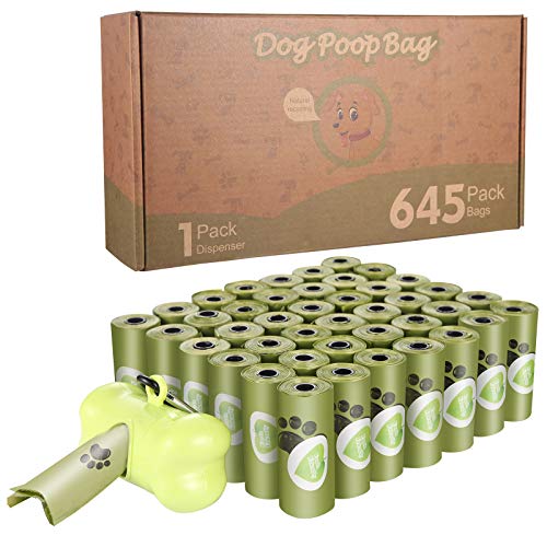 Aokyom 645 Bolsas Caca Perro,Biodegradables Caca Perro Bolsas,Bolsas para Excrementos de Perro con Dispensador,Poop Bag Perro,Extra Grueso,Fuertes,Resistente a Fugas Poop Bag para Mascotas Domésticos