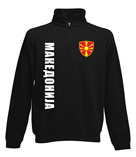 Aprom Mazedonien - Sudadera con cremallera y cuello para fútbol Negro M