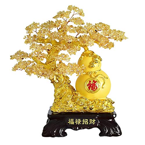 Árbol del dinero bonsai feng shui Decoración de cristal de estilo de Bonsai-Feng Shui adorna el reloj del cristal natural del árbol del dinero Bonsai for la suerte y la riqueza de Feng Shui suerte Fig