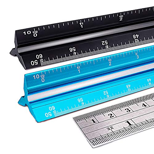 Arquitecto de regla de escala de metal de 3 paquetes, Welltop regla de escala triangular imperial de aluminio de 2 piezas 1:10, 1:20, 1:30, 1:40, 1:50, 1:60 y 1pc regla recta métrica Arquitecto de regla de escala de metal de 3 paquetes, Welltop regla de escala triangular imperial de aluminio de 2 piezas 1:10, 1:20, 1:30, 1:40, 1:50, 1:60 y 1pc regla recta métrica