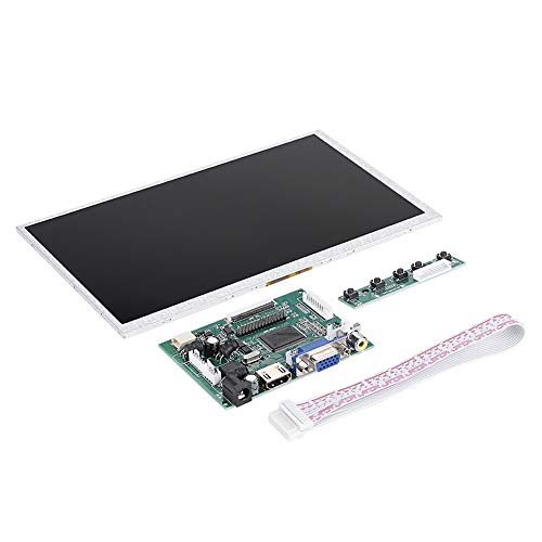 ASHATA Pantalla LCD de 9 Pulgadas para Raspberry Pi,Kit Reemplazo de Tablero Placa Conductor para Pantalla 1024 * 600 para DVD Móviles,Sistemas Automotrices,Aplicaciones Multimedia,etc.