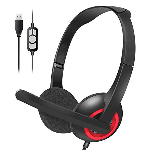 Auriculares USB con micrófono, Auriculares para PC, Auriculares con micrófono de cancelación de Ruido, Controles de Audio, micrófono para Ordenador, Gato Claro como el Cristal, Muy Ligeros Auriculares USB con micrófono, Auriculares para PC, Auriculares con micrófono de cancelación de Ruido, Controles de Audio, micrófono para Ordenador, Gato Claro como el Cristal, Muy Ligeros