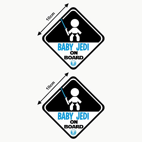 Autodomy Pegatinas Baby Jedi Niño Star Wars Baby On Board Bebé a Bordo Baby in Car Pack 2 Unidades para Coche (Uso Interno)