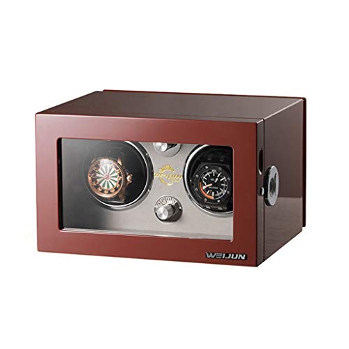 Automático Cajas Giratorias para 2 Relojes con LED Lámpara, 5 Modos, Reloj Monitor Caja Contiene Reloj Almohada (Color : Red)