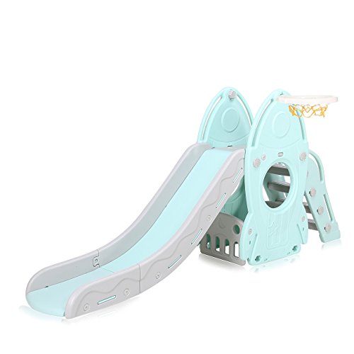 Baby Vivo Tobogán Parque para Infantil Niños Recto Diapositiva Interior y Aire Libre Juguetes Jardín en Turquesa/Gris