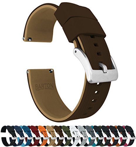 Bandas de reloj de silicona Barton Elite de 20 mm, color marrón y caqui, liberación rápida, elige color y ancho de la correa.
