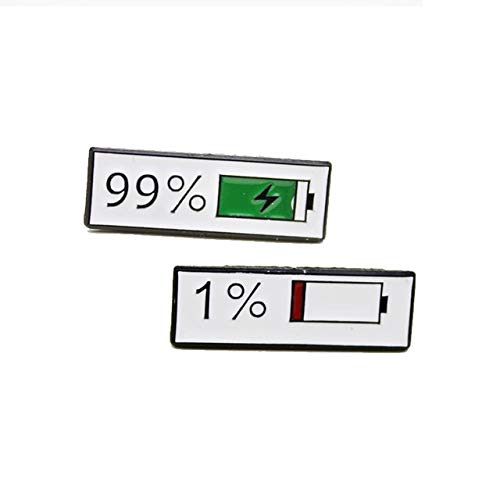 Batería de moda Broches de esmalte de metal Porcentaje 99% 1% Verde Rojo Pasadores de energía Collar de encanto Joyas Insignia de solapa para niños Regalos-Estilo 3